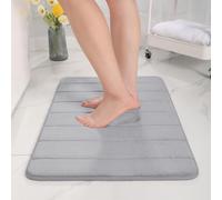 (50x80 cm, Silver) Bathroom Bath Mat Memory Foam Non-Slip Shower Rug