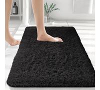 (50x80 cm- Small Bath Mat, Black) Non Slip Bath Mats Soft Shaggy Bathroom Shower Rug