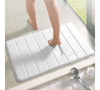 (50x80 cm, White Bath Mat) Memory Foam Bath Mat Non Slip Bathroom Shower Rug