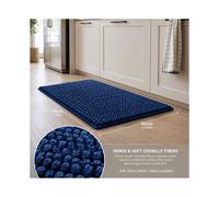 (50x80cm, Navy Blue) Imperial Rooms Chenille Bath Mat Extra Soft Absorbent Non-Slip Bathroom Rug