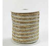 50Yards Metallic Glitter Velvet Ribbon 3/8Inch Single Face Sparkle Ribbon Gradient Gold Silver Ribbons DIY Crafts Wrapping-Gradient Gold Silver-1CM 50Yards