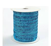 50Yards Metallic Glitter Velvet Ribbon 3/8Inch Single Face Sparkle Ribbon Gradient Gold Silver Ribbons DIY Crafts Wrapping-Lake blue-1CM 50Yards