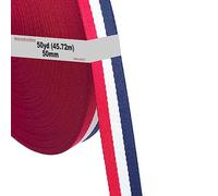 50yd Colorful Webbing Strap 50mm Width, 1.3mm Thick Polyester Belts Ribbon Webbing Strap Tape, Wrapping DIY Craft Decoration Backpack Pack Strapping Apron Bags Belts Luggage, TKB5074 Red White Blue