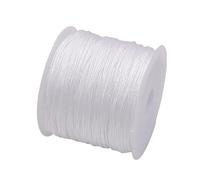 50Yds 0.8mm Crafts Nylon Cord for Jewelry Making Beading Braided Nylon Satin String for Bracelets Rattail Trim Chinese Knot Crochet Kits for Beginners Adults(White)