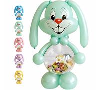 51.18" Easter Basket Balloons, Giant Easter Bunny Balloon Candy Storage Kit, Rabbit Shaped Balloon Candy Storage with Transparent Belly for Candy/Decor, Easter Party Decoration & Gift (B)
