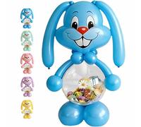 51.18" Easter Basket Balloons, Giant Easter Bunny Balloon Candy Storage Kit, Rabbit Shaped Balloon Candy Storage with Transparent Belly for Candy/Decor, Easter Party Decoration & Gift (A)