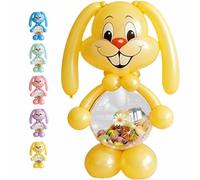 51.18" Easter Basket Balloons, Giant Easter Bunny Balloon Candy Storage Kit, Rabbit Shaped Balloon Candy Storage with Transparent Belly for Candy/Decor, Easter Party Decoration & Gift (E)