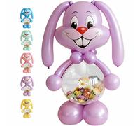 51.18" Easter Basket Balloons, Giant Easter Bunny Balloon Candy Storage Kit, Rabbit Shaped Balloon Candy Storage with Transparent Belly for Candy/Decor, Easter Party Decoration & Gift (D)