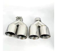 51 54 57 60 63mm 1 Pair Matte Stainless Steel Car Exhaust Tip Universal System Compatible for VW GTI MK7 Golf7 Nozzle Muffler(Y silver 60-63mm)
