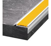 51/59in L-Shaped Anti-Slip Stair Nosing Edge Trim, 4/5/6 cm Aluminum Staircase Treads Edging Protector with PVC Rubber for Indoor Outdoor Step(Yellow,150x6x2.6cm)