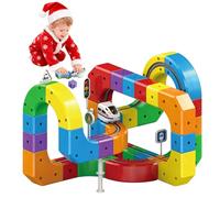 51/81/118pcs Magic Rail Cube Train Set, Magnetic Car Track, DIY Magnetic Train Track Set for Kids, Flexible Race Track, Gravity-Defying 3D Embedded Layouts & Motorized Car (81pcs)