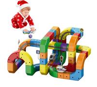 51/81/118pcs Magic Rail Cube Train Set, Magnetic Car Track, DIY Magnetic Train Track Set for Kids, Flexible Race Track, Gravity-Defying 3D Embedded Layouts & Motorized Car (118pcs)