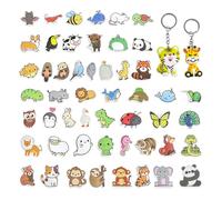 51 Animal Stickers and 2 PVC Keychains, Children's Cognitive Fun Gifts, Schoolbag Water Cup Decoration, Random Surprise Multi-Style Patterns.