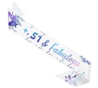 51 Fabulous Flower Birthday Sash 51st Party Gifts Glitter Satin Sash for Women's 51st Birthday Party Decoration