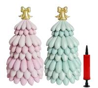 51 Inch Christmas Tree Balloon, Inflatable Crystal Christmas Tree, Reusable Jumbo 3D Iridescent Xmas Trees Foil Balloon Kit,Standing Decor for Home Festival Party Decorations New Year Gifts(2pcs b+c)
