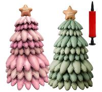51 Inch Christmas Tree Balloon, Inflatable Crystal Christmas Tree, Reusable Jumbo 3D Iridescent Xmas Trees Foil Balloon Kit,Standing Decor for Home Festival Party Decorations New Year Gifts(2pcs e+f)