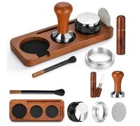 51 mm Tamper Set, HOVCEH 7-Piece Espresso Set, with Tamper, WDT Tool, Distributor, Dosing Funnel, Puck Screen, Tamper Station and Cleaning Brush, for Sage/Breville Portafilter, Sapele Wood