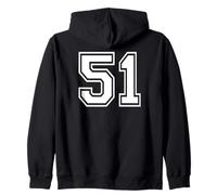 51 Number Fifty-One Team Sports Graphic Matching Varsity Zip Hoodie