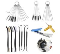 51 Pcs Carburetor Cleaning Kit,Carburetors Carbon Dirt Jet Remove Cleaner Include 3 Double Head Brushes 32 Needles 10 Nylon Brushes 4 Hooks 1 Scraper 1 Wrench for Engine Jet Torch Tip ATV Motorcycle