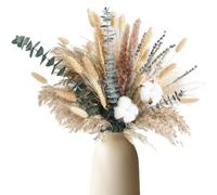 51 PCS Dried Flowers Bouquet, Boho Dried Flowers for Vase, Pampas Grass, Copper Coin Eucalyptus, Rabbittail Grass, Wheat Ears, Soft-haired Whisks, Suitable for Home Decor and Table Craftsand