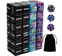 51 PCS MTG Dice Counters Set with Keyword Counter Dice, -1/+1 Life Counter Tokens, Replenish Counters for MTG TCG Board Games, Includes D20 Dices and Velvet Bag, Ideal Gaming Accessories for Players