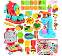51 PCS Play Dough Set for Kids,Creative Dough Tools Kit with Ice Cream,Noodle and Hamburger Maker,12 Colors Modeling Clay and Accessories,Arts and Crafts Educational Toy Gift for Boys Girls 3+