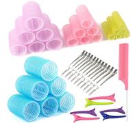51 Pcs Self-Adhesive Hair Rollers Set, Hair Curlers with Duckbill Clips, Steel Needle Comb, No Heat Self Grip Hair Rollers in 4 Sizes, Hair-friendly Velcro Rollers for Hair, Long, Medium, Short, DIY