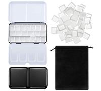 51 Pieces Watercolor Paint Palette and Half Pans Set Watercolor Tin Box Metal Palette Paint Case with Lid Empty Watercolor Pans with Black Storage Bag for Travel Painting Artist (Black)