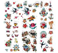 51 tattoo sets,American retro tattoos, retro and innovative designs, beautiful small tattoos, temporary tattoos for adults and kids