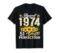 51 Years Old August 1974 Floral 51st Birthday Decorations T-Shirt