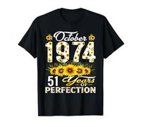 51 Years Old October 1974 Floral 51st Birthday Decorations T-Shirt