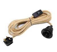 510 CM Hemp Rope Cable Plug in Pendant Lighting, E27 Lamp Holder with Switch, Plug in Ceiling Light, Vintage Suspended Hanging Light Kit, Rope Cord Light Fitting for DIY Home Creativity Floor Lamp