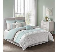 510 DESIGN All Season Down Alternative Casual Bedding with Matching Shams, Decorative Pillows, Polyester, Tinsley Honeycomb Seafoam/Grey, King