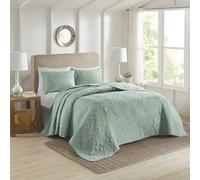 510 DESIGN Oakley Coverlet Reversible Oversized Flower Floral Botanical Medallion Pattern Ultra Soft Light-Weight Durable Hypoallergenic All Season Woven Bedding-Set, Full/Queen(102"x118"), Seafoam