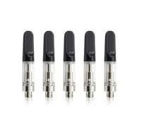 510 Glass Atomizer Tank, 0.5ml Capacity, 2.0mm Intake, Ceramic Mouthpiece, for Thick CBD Oil, Black, Pack of 5