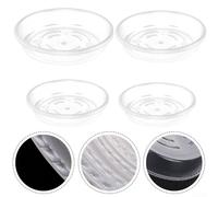510 Pack Clear Plastic Plant Saucer Drip Trays Heavy Duty and Sturdy with Ridge Design to Keep Plant Roots Healthy and Floors Protected from Drainage (8 inch 5pcs)