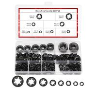 510 Pcs Internal Tooth Lock Washers, Quick Speed Locking Washers Assortment Kit, Push On Quick-clip Fasteners, Black Metal Star Lock Washerss, M2.5 M3 M4 M5 M6 M8 M10 M12 Washer Set