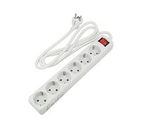 51288 Extension cable 3G1.5mm² 1.5m PVC white Number of sockets: 6 16A GOOBAY