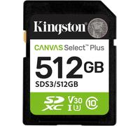 Kingston Canvas Select Plus SD Memory Card 512GB SDXC Gen3 150MB/s C10 UHS-I U3 V30 - SDS3/512GB