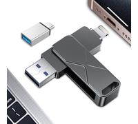 512GB MFi Certified 3 in 1 Lightning USB 3.0 Flash Drive External Memory Stick Compatible with iPhone iPad Android Mac PC Smart TV Car Black