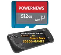 512GB Retro Game Card for Steam Deck - 50600+ Plug and Play Video Games, Included Emulator Console, Batocera 39 Game System Compatible