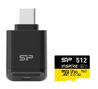512GB Silicon Power Inspire microSDXC UHS-I V30 A1 4K Memory Card with USB Reader Type-C