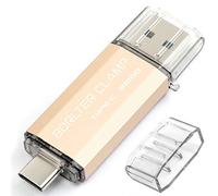 512GB USB 3.0 Type C Flash Drive Dual Port, BorlterClamp USB C Memory Stick OTG Thumb Drives for Android Smartphones Samsung Galaxy S10/S9/S8/Note 9, LG, Google Pixel, PC (Gold)