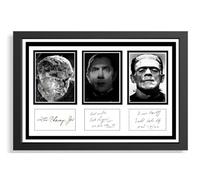 (514) Lon Chaney jr (wolfman) Bela Lugosi (dracula) Boris Karloff (frankenstein) Film Legends Signed Framed Autograph Signature A4 (21 X 297 CM) (REPRINT)