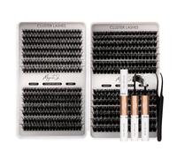 518pcs DIY Eyelashes Book Kit Volume Cluster Lashes | 60D+80D+100D+150D Individual Eyelashes kit Lash Clusters with Bond and Seal Eyelash Extensions Easy to Use-10-18mm MIX