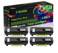 51B2000 51B00A0 Compatible for Lexmark Toner Cartridges with Chip MS317 MS317DN MS417 MS417DN MS517 MS517DN MS617 Printers (4 Pack Black)