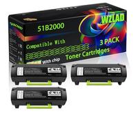 51B2000 51B00A0 Compatible for Lexmark Toner Cartridges with Chip MS317 MS317DN MS417 MS417DN MS517 MS517DN MS617 Printers (3 Pack Black)