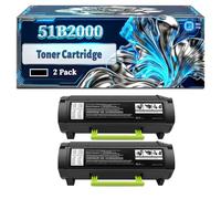 51B2000 Toner Cartridge Compatible for Lexmark MS317dn MS417dn MS517dn MS617dn MX317dn MX417de MX517de MX617de Printers, With Chip Large Capacity 2500 Pages (2-Pack Black)
