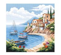 51buyoutgo 11ct Cross Stitch, 11 Count Counted Stamped Printed Cross Stitch Embroidery Kits for Adults Beginners Starter Advanced Easy Crossstitch Bay Landscape Patterns Set Needlepoint 16x16 in