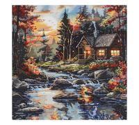 51buyoutgo 11ct Cross Stitch, 11 CT Counted Stamped Pre Printed Cross Stitch Embroidery Kits for Adults Beginners Starter Advanced Easy Crossstitch Cottage Landscape Patterns Set Needlepoint 14x14 in